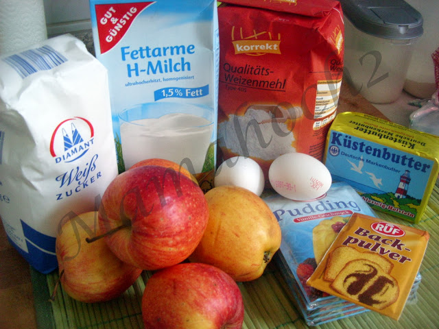 Post Apfelkuchen mit Pudding Zutaten Blog Foto