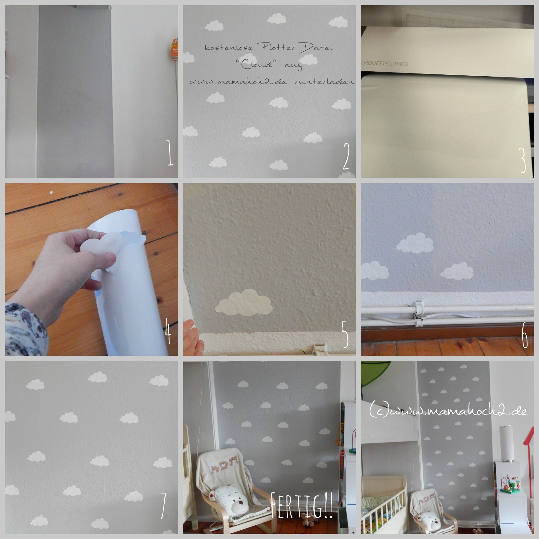 Kinderzimmer ideen #1: wolkenwand tutorial & plotter freebie ... Kinderzimmer junge baby