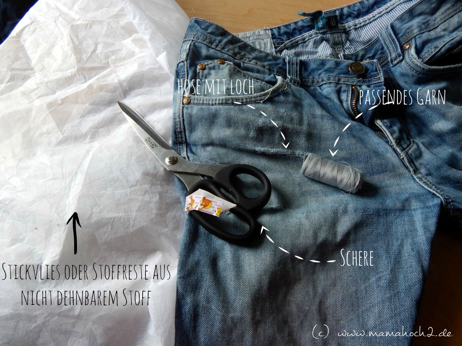 Tutorial kaputte Jeans flicken ⋆ Mamahoch2