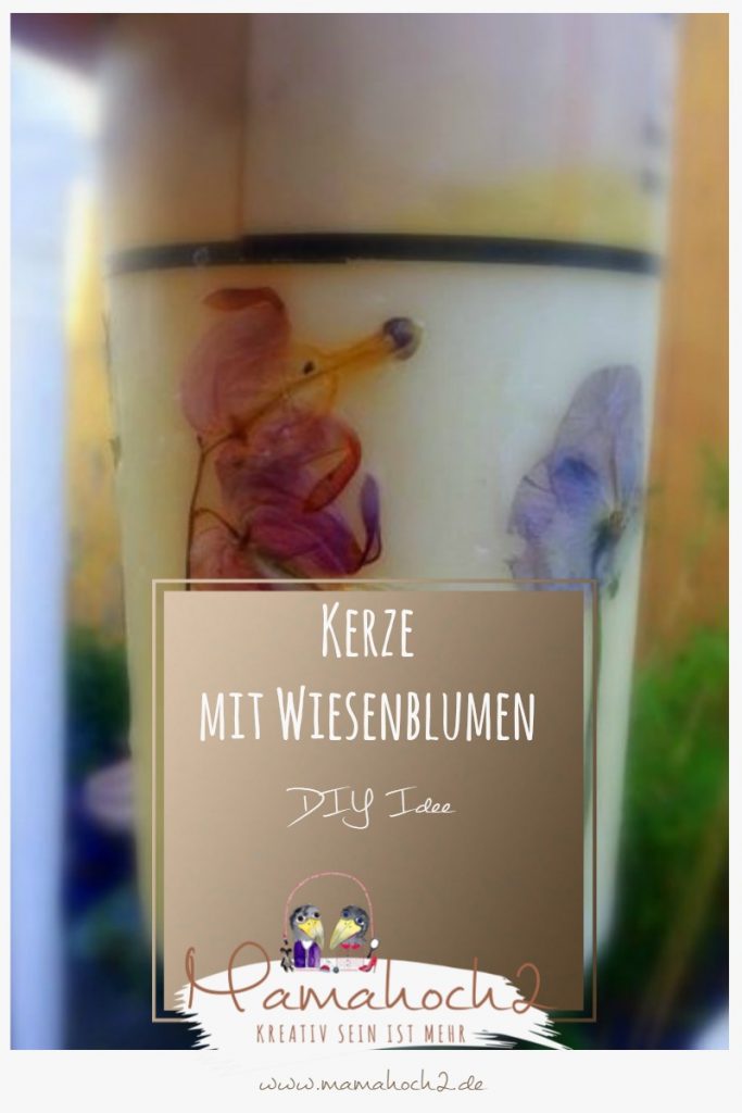 Kerze mit Wiesenblumen &#8211; DIY Idee