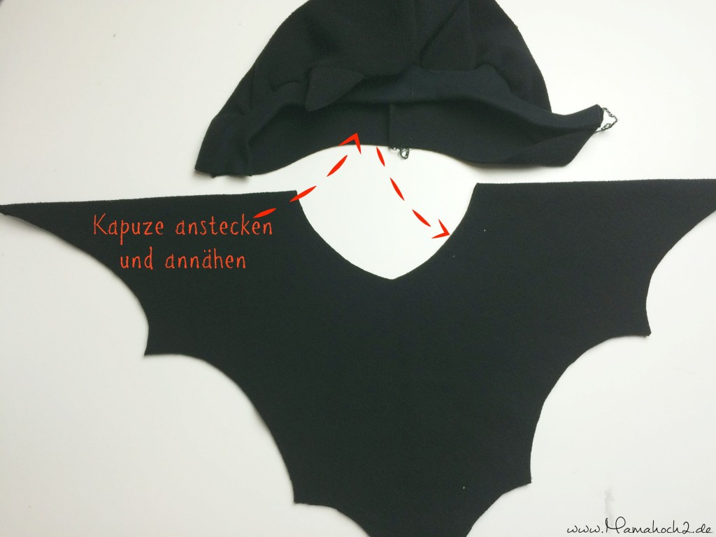 Tutorial Fledermaus Poncho Mamahoch2 Halloween Kostüm 9