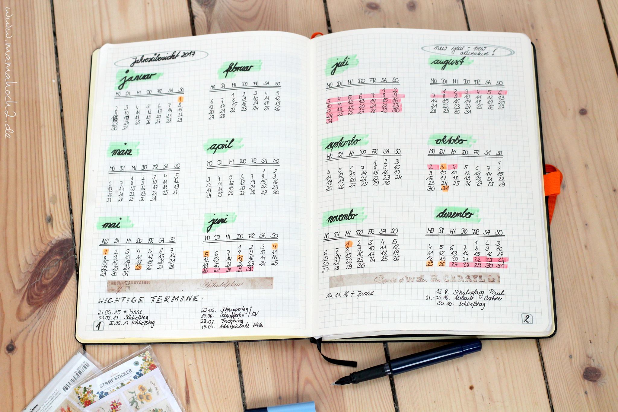 bullet journal aufbau anfang einstieg bujo terminplaner ...