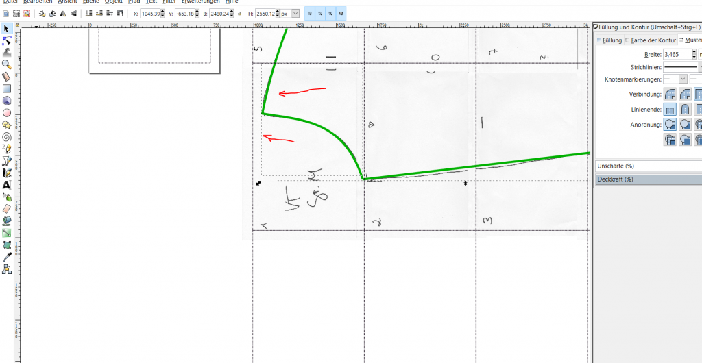 schnittmuster im inkscape digitalisieren