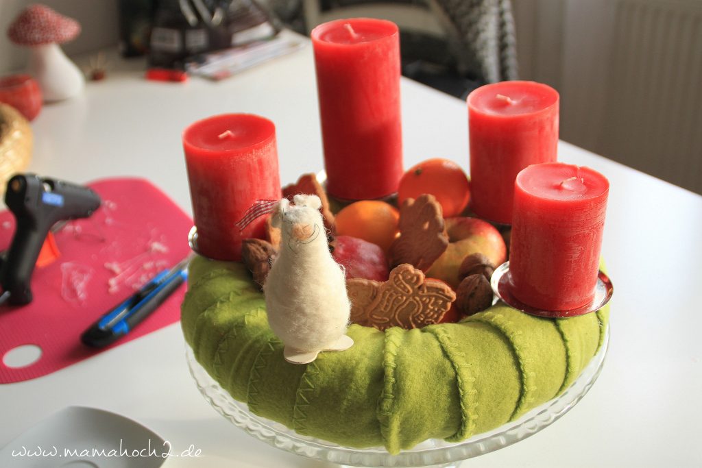 Adventskranz Deko mit Maus