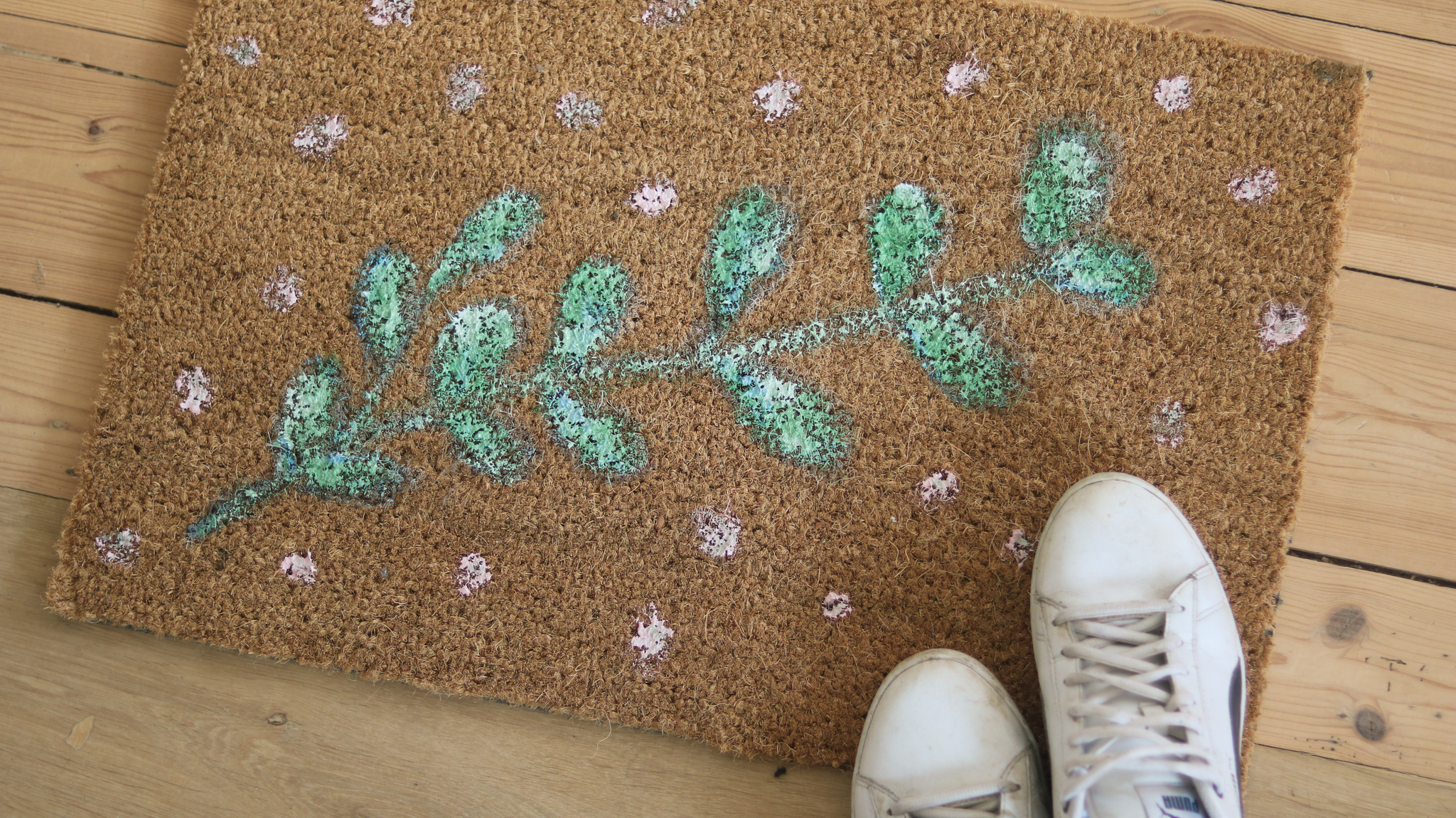 Upcycling Ideen Fussmatte Mit Acryl Bemalen Mamahoch2