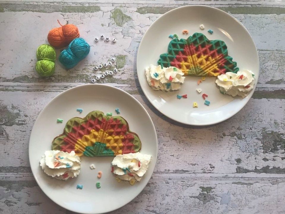 Rezept für Regenbogenwaffeln