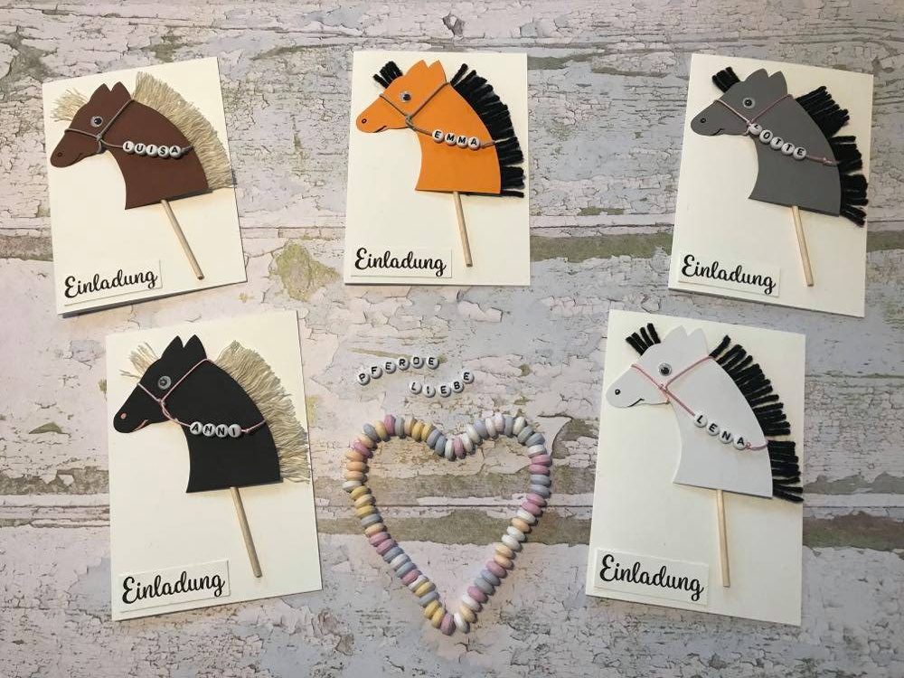 Bastelidee: Einladung zum Kindergeburtstag mit Pferden (mit Druckvorlage)