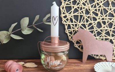 Last Minute Geschenk zum Muttertag (Kerze mit Glas personalisieren)